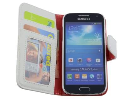 Synthetic Leather Wallet Case with Stand for Samsung Galaxy S4 mini - Pearl White
