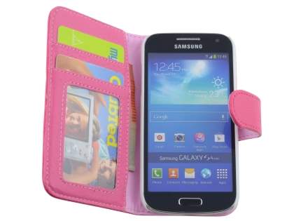 Synthetic Leather Wallet Case with Stand for Samsung Galaxy S4 mini - Pink