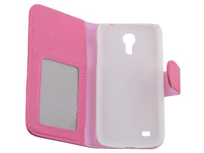 Synthetic Leather Wallet Case with Stand for Samsung Galaxy S4 mini - Pink