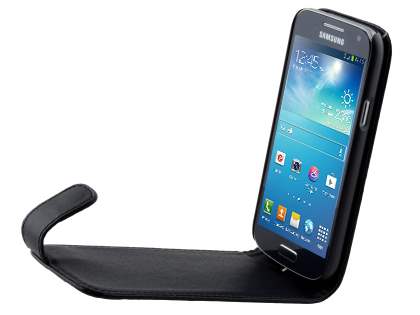 Synthetic Leather Flip Case for Samsung Galaxy S4 mini - Classic Black
