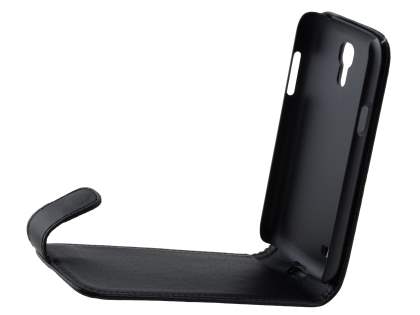 Synthetic Leather Flip Case for Samsung Galaxy S4 mini - Classic Black