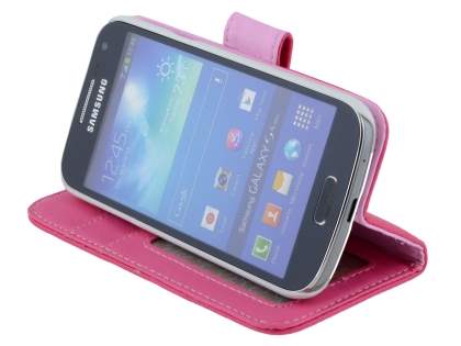 Synthetic Leather Wallet Case with Stand for Samsung Galaxy S4 mini - Pink