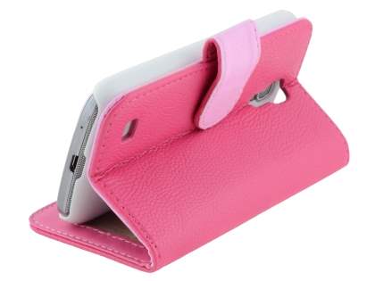 Synthetic Leather Wallet Case with Stand for Samsung Galaxy S4 mini - Pink