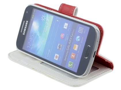 Synthetic Leather Wallet Case with Stand for Samsung Galaxy S4 mini - Pearl White