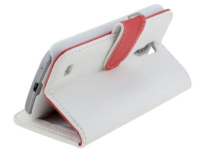 Synthetic Leather Wallet Case with Stand for Samsung Galaxy S4 mini - Pearl White