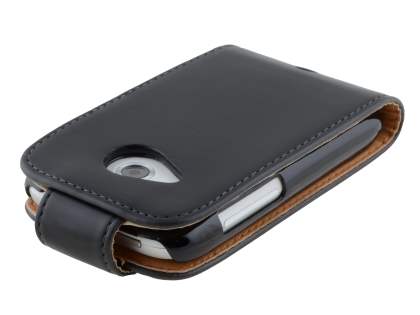 HTC Desire C A320e Synthetic Leather Flip Case - Black