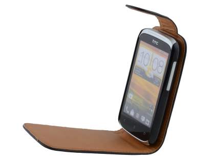HTC Desire C A320e Synthetic Leather Flip Case - Black