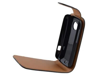 HTC Desire C A320e Synthetic Leather Flip Case - Black