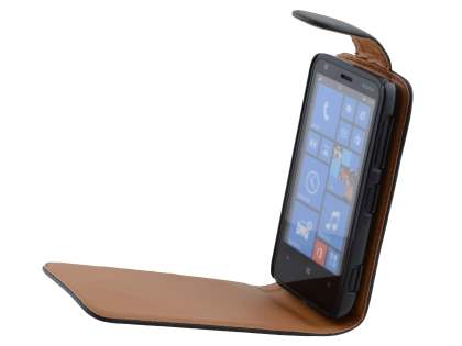 Nokia Lumia 620 Synthetic Leather Flip Case - Black
