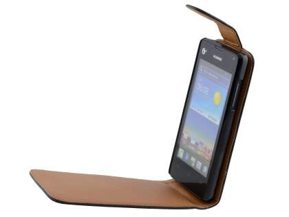 Synthetic Leather Flip Case for Huawei Ascend Y300 - Black
