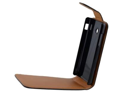 Synthetic Leather Flip Case for Huawei Ascend Y300 - Black