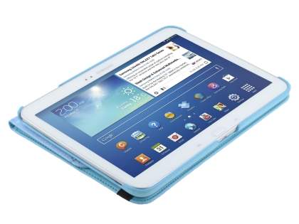 VELOCITY Synthetic Leather 360° Swivel Flip Case for Samsung Galaxy Tab 3 10.1 - Sky Blue