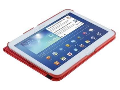VELOCITY Synthetic Leather 360° Swivel Flip Case for Samsung Galaxy Tab 3 10.1 - Red
