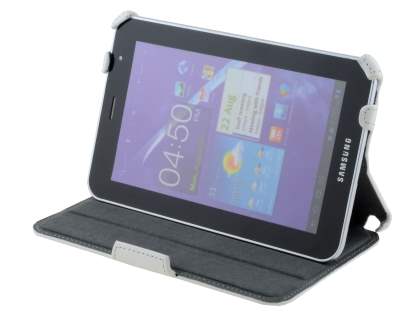 Synthetic Leather Flip Case with Dual-Angle Stand for Samsung Galaxy Tab 7.0 Plus - Pearl White Leather Flip Case