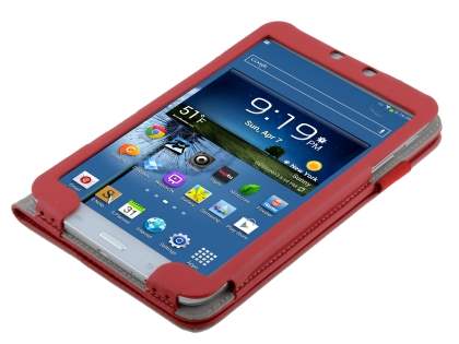 Synthetic Leather Flip Case with Fold-Back Stand for Samsung Galaxy Tab 3 8.0 - Red