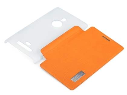 ROCK Elegant Book-Style case for Nokia 925 - Orange/Frosted Clear