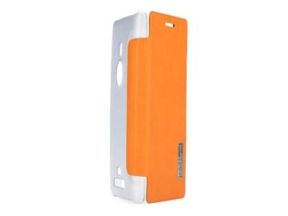 ROCK Elegant Book-Style case for Nokia 925 - Orange/Frosted Clear