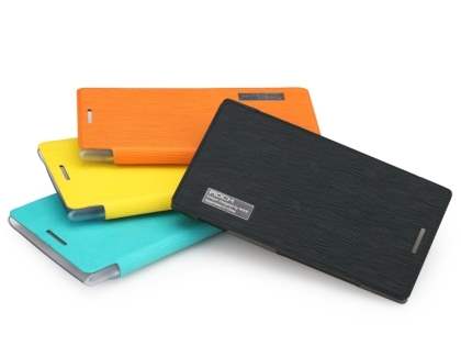 ROCK Elegant Book-Style case for Nokia 925 - Orange/Frosted Clear
