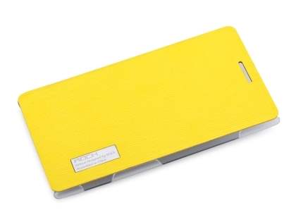 ROCK Elegant Book-Style case for Nokia 925 - Canary Yellow/Frosted Clear Leather Wallet Case