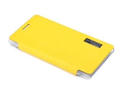 ROCK Elegant Book-Style case for Nokia 925 - Canary Yellow/Frosted Clear