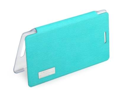 ROCK Elegant Book-Style case for Nokia 925 - Aqua Blue/Frosted Clear