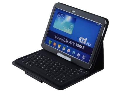 Synthetic Leather Case with Bluetooth Keyboard for Samsung Tab 3/4 10.1 - Black