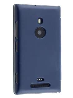 Slim Synthetic Leather Book-Style Flip Cover for Nokia Lumia 925 - Dark Blue Leather Wallet Case