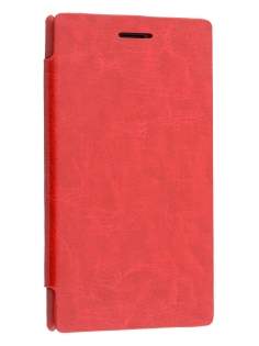 Slim Synthetic Leather Book-Style Flip Cover for Nokia Lumia 925 - Red