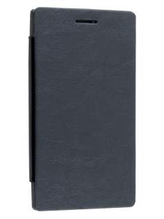 Slim Synthetic Leather Book-Style Flip Cover for Nokia Lumia 925 - Classic Black