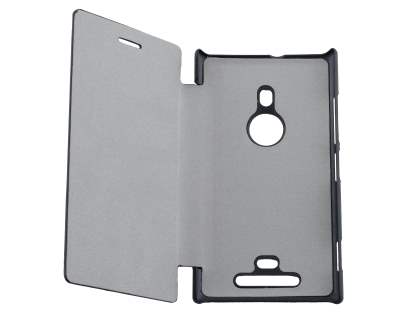 Slim Synthetic Leather Book-Style Flip Cover for Nokia Lumia 925 - Classic Black