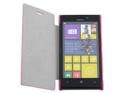 Slim Synthetic Leather Book-Style Flip Cover for Nokia Lumia 925 - Pink