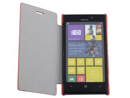 Slim Synthetic Leather Book-Style Flip Cover for Nokia Lumia 925 - Red