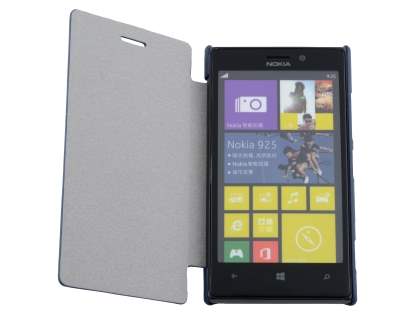 Slim Synthetic Leather Book-Style Flip Cover for Nokia Lumia 925 - Dark Blue