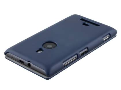 Slim Synthetic Leather Book-Style Flip Cover for Nokia Lumia 925 - Dark Blue