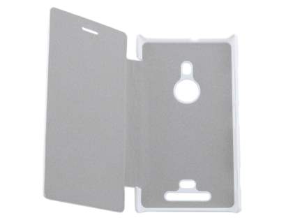 Slim Synthetic Leather Book-Style Flip Cover for Nokia Lumia 925 - Pearl White