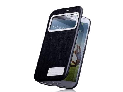 Momax Modern Vintage Stand View Case for Samsung Galaxy S4 I9500 - Night Black