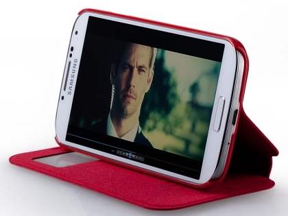 Momax Modern Vintage Stand View Case for Samsung Galaxy S4 I9500 - Rose Red