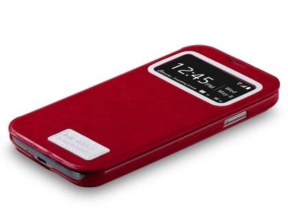 Momax Modern Vintage Stand View Case for Samsung Galaxy S4 I9500 - Rose Red