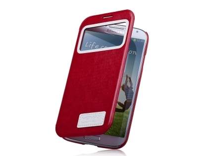 Momax Modern Vintage Stand View Case for Samsung Galaxy S4 I9500 - Rose Red