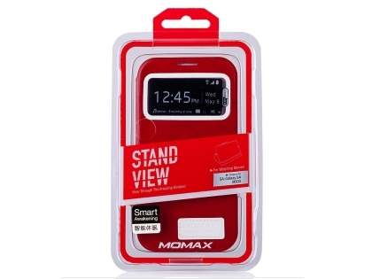 Momax Modern Vintage Stand View Case for Samsung Galaxy S4 I9500 - Rose Red