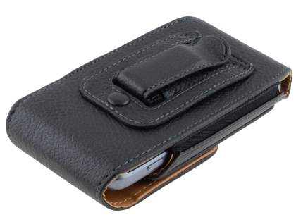 Textured Synthetic Leather Vertical Belt Pouch - Mobile Only