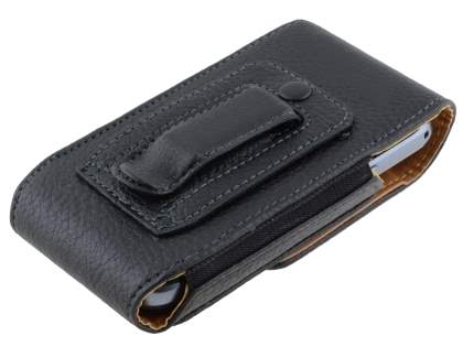 Textured Synthetic Leather Vertical Belt Pouch - Mobile Only