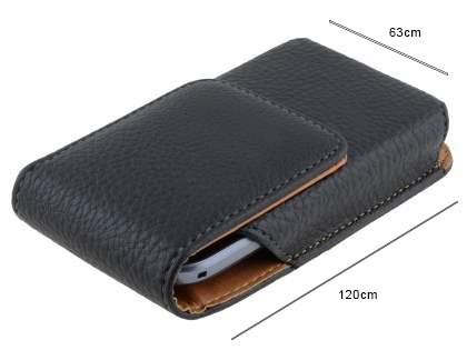 Textured Synthetic Leather Vertical Belt Pouch - Mobile Only