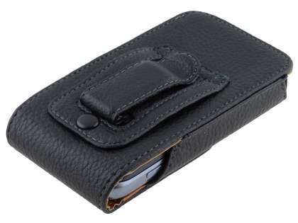 Textured Synthetic Leather Vertical Belt Pouch - Mobile Only
