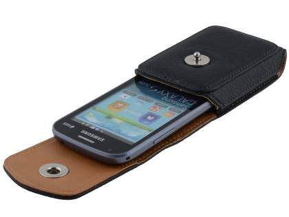 Textured Synthetic Leather Vertical Belt Pouch - Mobile Only