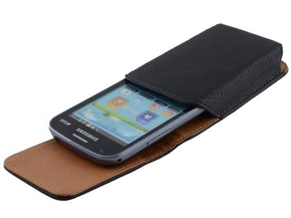 Textured Synthetic Leather Vertical Belt Pouch - Mobile Only