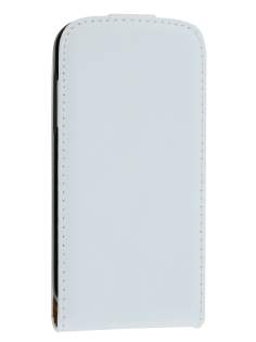 Slim Genuine Leather Flip Case for Samsung Galaxy S4 mini - Pearl White