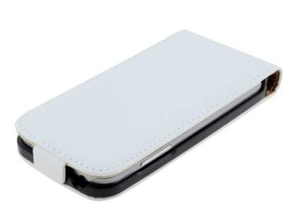 Slim Genuine Leather Flip Case for Samsung Galaxy S4 mini - Pearl White