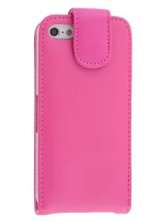 Genuine Leather Flip Case for iPhone 5c - Pink Leather Flip Case
