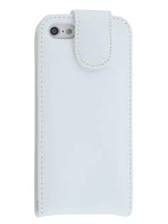 Genuine Leather Flip Case for iPhone 5c - Pearl White Leather Flip Case